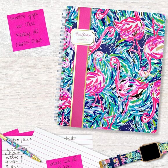 Lilly Pulitzer Flamingo Large Hardcover Spiral Notebook, 11" x 9.5" New - Picture 7 of 7